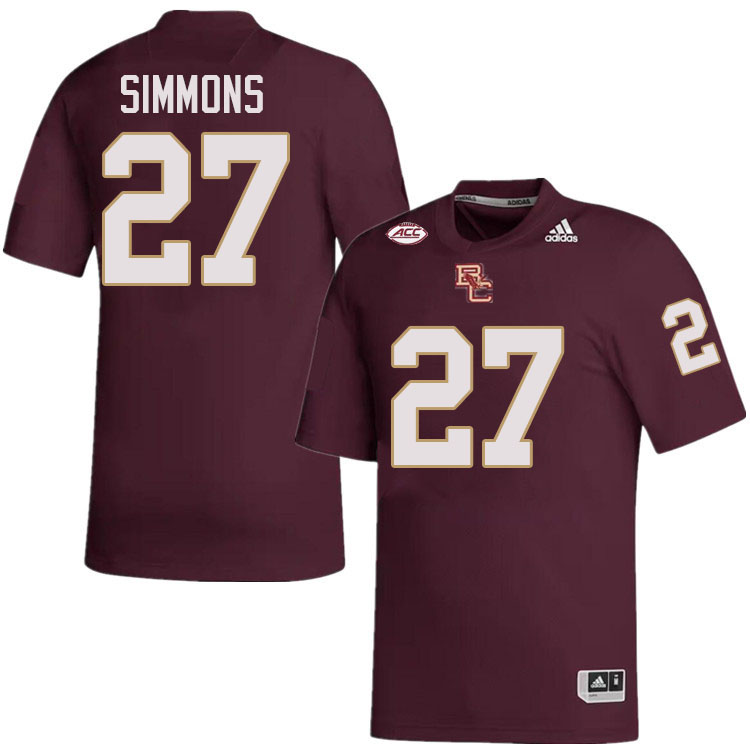 Justin Simmons Jersey,#27 Justin Simmons Boston College Eagles Football Jersey,Uniforms-Maroon